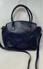 Load image into Gallery viewer, Kenneth Cole Womens Blue Leather Detachable Strap Inner Pockets Tote Handbag

