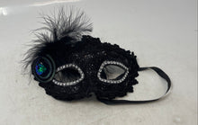 Load image into Gallery viewer, Adult Unisex Black Dramatic Feather Embellished Costume Masquerade Eye Mask
