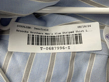 Load image into Gallery viewer, Brooks Brothers Mens Blue Striped Slim Fit Long Sleeve Dress Shirt Size 15-2/3
