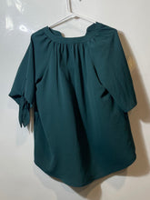 Load image into Gallery viewer, Michael Kors Womens Green Short Sleeve Split Neck Pullover Blouse Top Size M
