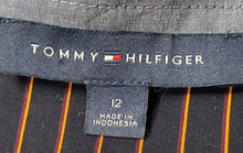 Load image into Gallery viewer, Tommy Hilfiger Womens Black Orange Striped Roll Tab Sleeve Shirt Dress Size 12
