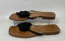 Load image into Gallery viewer, Kate Spade New York Womens Black Wooden Flower Flat Thong Sandals Size 8.5 B
