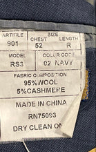 Load image into Gallery viewer, Giorgio Cosani Mens Blue Long Sleeve Notch Lapel Three-Button Blazer Size 52R

