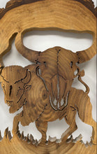 Load image into Gallery viewer, Vintage Wooden Bison Carved Buffalo &amp; Steer skull Wall Hanging
