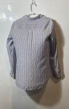 Load image into Gallery viewer, Express Womens White Blue Black Geometric The City Button-Up Shirt Size Small
