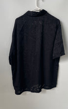Load image into Gallery viewer, Bershka Mens Black Printed Short Sleeve Collared Button-Up Shirt Size Large
