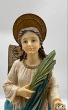 Load image into Gallery viewer, Firenze Italy Style Santa Lucia Holding Leaf Hand Painted Statue With Tag
