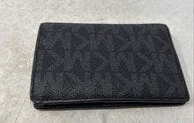 Load image into Gallery viewer, Michael Kors Womens Black Gray Signature Print ID &amp; Card Slots Bifold Wallet
