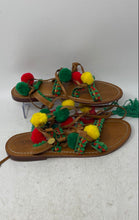 Load image into Gallery viewer, Et Club Womens Multicolor Leather Open Toe Pom Pom Strappy Sandals Size EU 41
