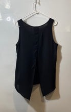Load image into Gallery viewer, Express Womens Black Sleeveless Collarless Round Neck Split Back Tank Top Sz L/G

