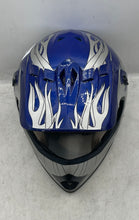 Load image into Gallery viewer, TCMT Unisex HY601 Blue &amp; Gray Printed Cushioned Motorcycle Helmet Size XL

