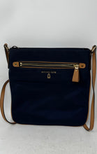 Load image into Gallery viewer, Michael Kors Womens Kelsey Blue Leather Trim Adjustable Strap Crossbody Bag
