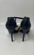 Load image into Gallery viewer, Michael Kors Womens Belle Black Leather Stiletto Ankle Strap Heels Size 8
