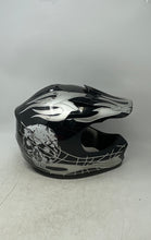 Load image into Gallery viewer, TCMT Black White Skull And Flame Graphic Full-Face Motocross Helmet Size L
