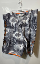 Load image into Gallery viewer, Harley-Davidson Mens Gray White Printed Drawstring Board Shorts Size 40
