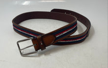 Load image into Gallery viewer, Tommy Hilfiger Mens Brown Navy Red Ribbon Inlay Adjustable Work Belt No Size 44"
