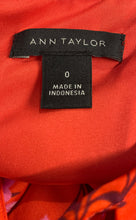 Load image into Gallery viewer, Ann Taylor Womens Red Floral Long Sleeve Tie Neck Midi A-Line Dress Size 0
