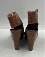Load image into Gallery viewer, Authentic Tory Burch Womens Brown Perforated Leather Wedge Heel Booties 10M Worn
