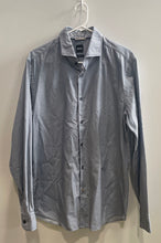 Load image into Gallery viewer, Hugo Boss Mens Gray Organic Cotton Casual Fit Collared Dress Shirt Size L 16.5
