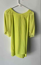 Load image into Gallery viewer, Ann Taylor Womens Lime Green Short Flared Sleeve Round Neck Blouse Top Size L
