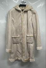 Load image into Gallery viewer, Premium Womens Beige Long Sleeve Pockets Hooded Full Zip Parka Coat Size P
