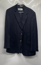 Load image into Gallery viewer, Joseph &amp; Feiss Mens Navy Blue Black Wool Long Sleeve Two-Button Blazer Size L
