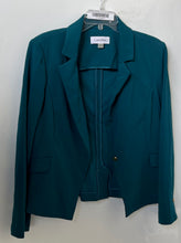 Load image into Gallery viewer, Calvin Klein Womens Teal Long Sleeve Collared One-Button Blazer Size 16
