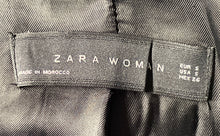 Load image into Gallery viewer, Zara Womens Black Gray Plaid Peak Lapel Double Breasted Blazer Jacket Size S
