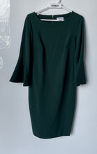 Load image into Gallery viewer, Calvin Klein Womens Green 3/4 Bell Sleeve Boat Neck Back Zip Sheath Dress Size 8
