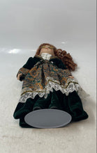 Load image into Gallery viewer, Vintage Victorian-Style Green Paisley Dress And Glasses Porcelain Girl Doll
