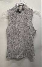Load image into Gallery viewer, Express Womens White Black Sleeveless Back-Zip Mock Neck Blouse Top Size S
