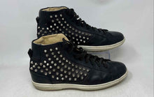 Load image into Gallery viewer, Atelier Mens Black Silver White Leather Lace-Up Studded Sneaker Shoes Size 8
