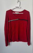 Load image into Gallery viewer, Tommy Hilfiger Womens Red Long Sleeve V-Neck Ribbed Hem Pullover Sweater Size XL
