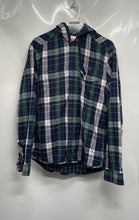 Load image into Gallery viewer, Lacoste Live Mens Blue Plaid Long Sleeve Hooded Flannel Button-Up Shirt Sz EU 42
