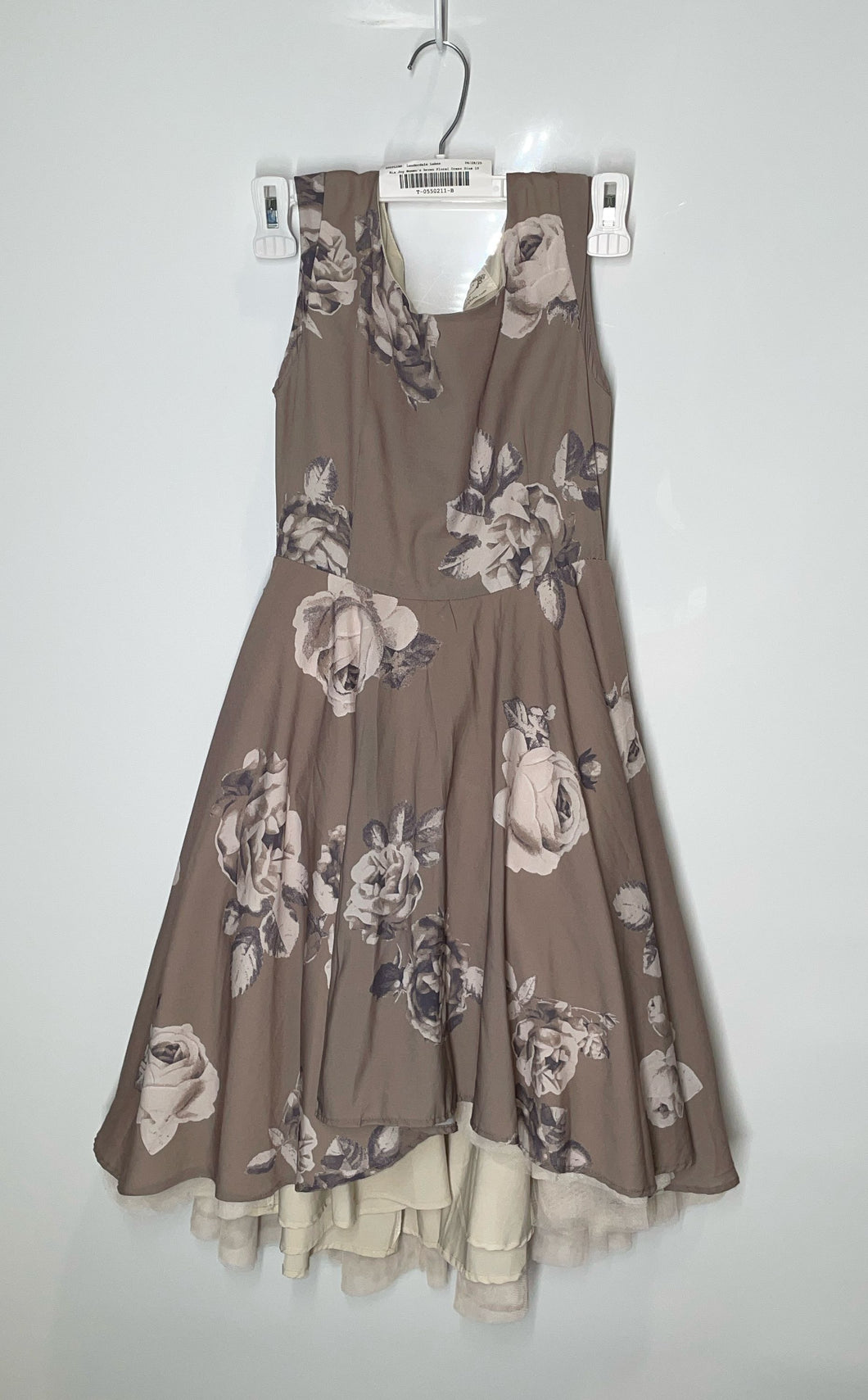 Mia Joy Womens Brown Floral Sleeveless Round Neck A-Line Dress Size 10