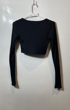 Load image into Gallery viewer, Forever 21 Womens Black Long Sleeve V-Neck Ribbed Cropped Blouse Top Size M
