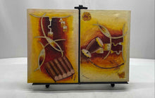 Load image into Gallery viewer, Set Of 2 Pcs Romess Signed Framed Abstract Yellow Brown Wall Decor Art Painting
