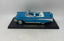 Load image into Gallery viewer, Collectible Blue White Chevrolet Bel Air 1957 Open Door 1:18 Scale Diecast Car
