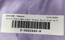 Load image into Gallery viewer, Calvin Klein Mens Light Purple Cotton Non-Iron Regular Fit Dress Shirt Size 16.5
