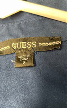 Load image into Gallery viewer, Guess Womens Blue Long Sleeve Pockets Collared Snap Front Shirt Size S
