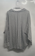 Load image into Gallery viewer, Zara Womens Black White Striped Long Sleeve Collared Button-Up Shirt Size XS

