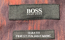 Load image into Gallery viewer, Hugo Boss Mens Red Printed Cotton Slim Fit Long Sleeve Button-Up Shirt Size M

