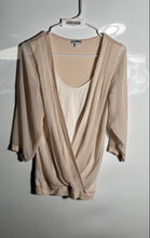 Load image into Gallery viewer, Express Womens Beige 3/4 Sleeve Surplice Neck Layered Pullover Blouse Top Size S
