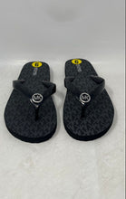 Load image into Gallery viewer, Michael Kors Womens Black Signature Print Slip-On Flat Flip Flop Sandals Size 9M
