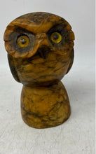 Load image into Gallery viewer, Vintage Genuine Alabaster Hand Carved Owl Figurine With Yellow Glass Eyes
