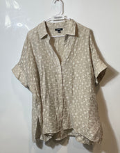 Load image into Gallery viewer, Alfani Womens Beige Clip-Dot Short Sleeve Button Front Blouse Top Size Medium
