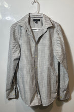 Load image into Gallery viewer, Banana Republic Mens Gray Plaid Cotton Long Sleeve Slim Fit Dress Shirt Size M
