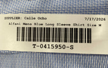 Load image into Gallery viewer, Alfani Mens Blue Long Sleeve Collared Athletic Fit Button Front Dress Shirt Sz M
