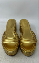Load image into Gallery viewer, Schutz Womens Gold Leather Slip-On Open Toe Slide Sandals Size 11 B
