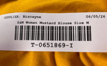 Load image into Gallery viewer, H&amp;M Womens Mustard Short Puff Sleeve Square Neck Pullover Blouse Top Size Medium
